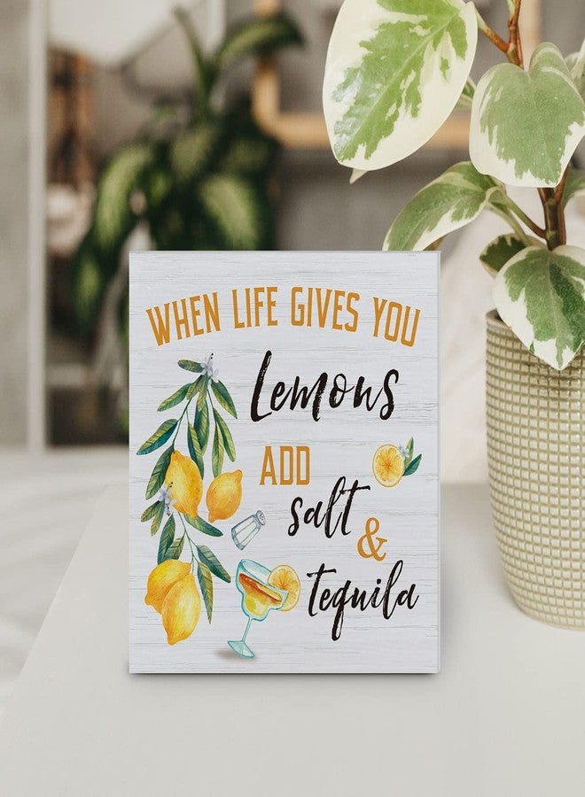 YIDOU Fresh Lemons Wood Box Sign Decor Desk Sign Lemon Quote Wooden Box Block Sign Rustic Home Kitchen Bar Shelf Wall Decoration - Image 4