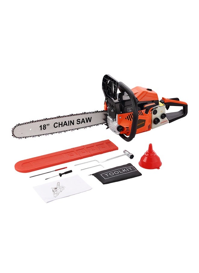 LAWAZIM Gasoline Chainsaw - 18inch Orange - Heavy-Duty Steel Construction, Includes Spark Plug Wrench, Fuel Funnel & Tool Kit - High Performance for Professional Loggers, DIY Homeowners & Outdoor Use  - Image 1