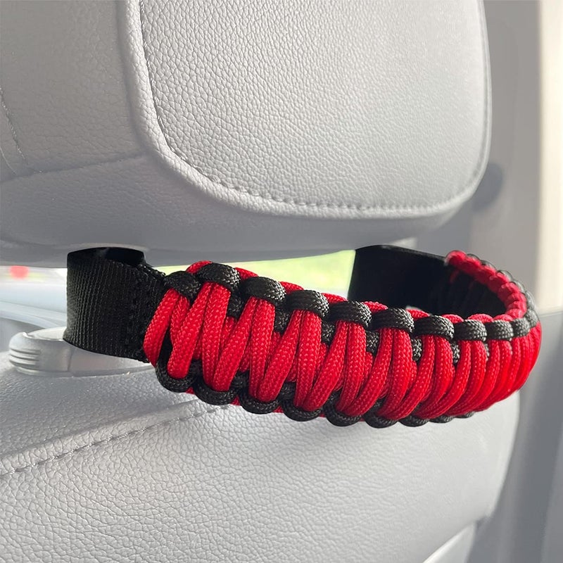 ROMASO Headrest Grab Handles for Jeep Wrangler and Other Vehicles (Black & Red) - Image 1