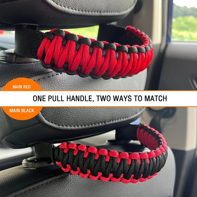 ROMASO Headrest Grab Handles for Jeep Wrangler and Other Vehicles (Black & Red) - Image 5