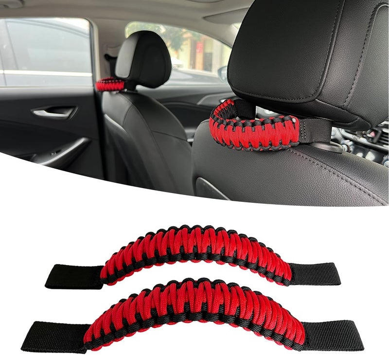 ROMASO Headrest Grab Handles for Jeep Wrangler and Other Vehicles (Black & Red) - Image 2