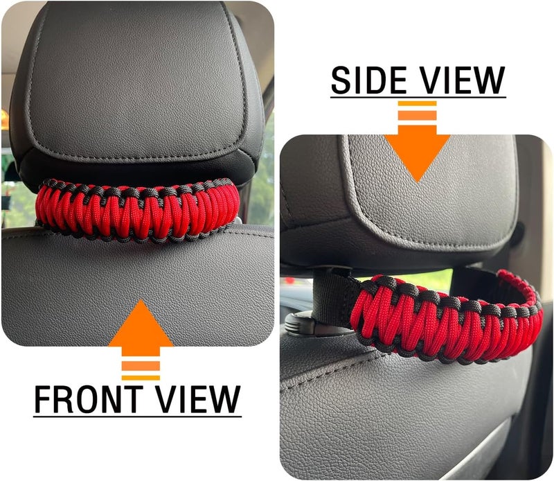 ROMASO Headrest Grab Handles for Jeep Wrangler and Other Vehicles (Black & Red) - Image 4