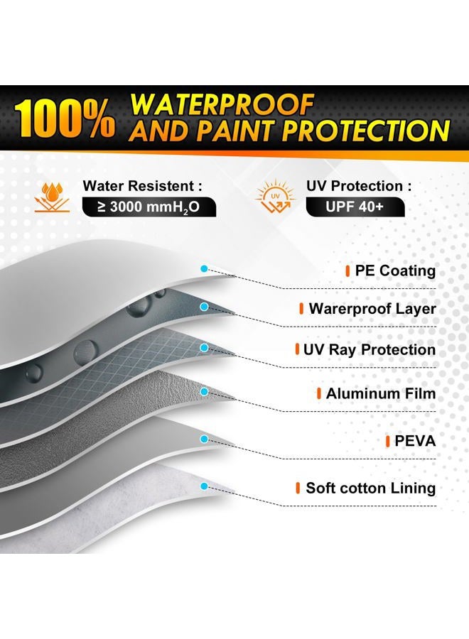 Coverra 6 Layer Heavy Duty Car Cover Custom Fit for Toyota Corolla 2000-2025, Honda Civic 1991-2026, Waterproof All Weather Car Tarp Outdoor Protection with Cotton Lining - Image 3