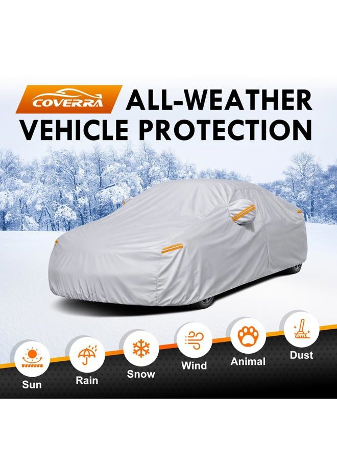 Coverra 6 Layer Heavy Duty Car Cover Custom Fit for Toyota Corolla 2000-2025, Honda Civic 1991-2026, Waterproof All Weather Car Tarp Outdoor Protection with Cotton Lining - Image 2