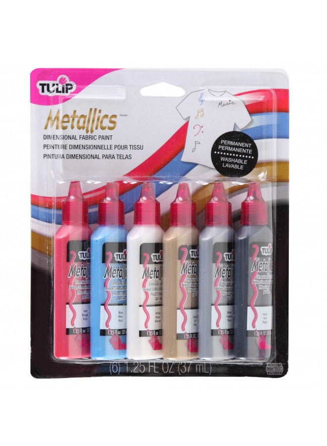 TULIP 17581 Dimensional Metallic Fabric Paint, 6-Pack (Metallic) - Image 1