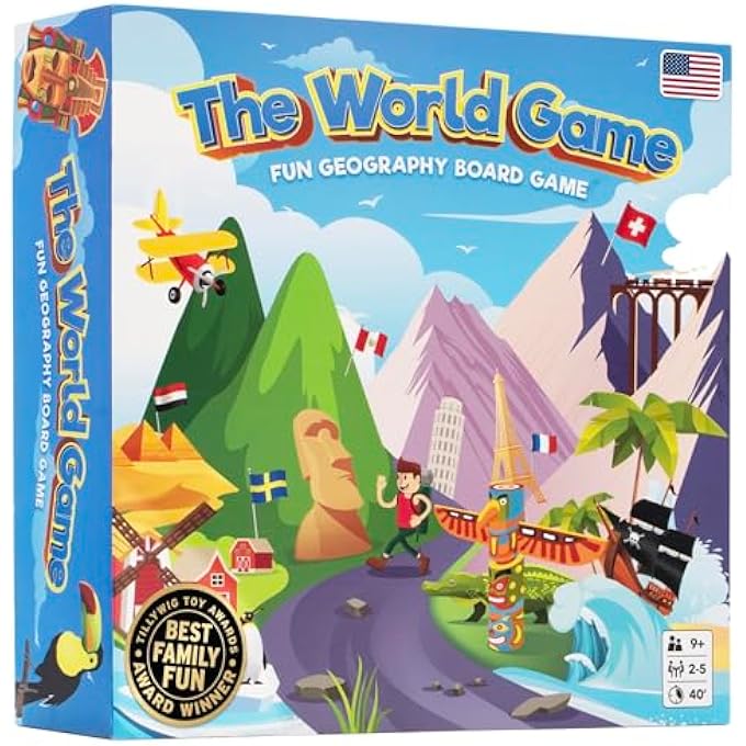 The World Game Fun Geography Board Game  Educational Game for Kids  Adults  Cool Learning Gift Idea for Teenage Boys  Girls 25 players - Image 1