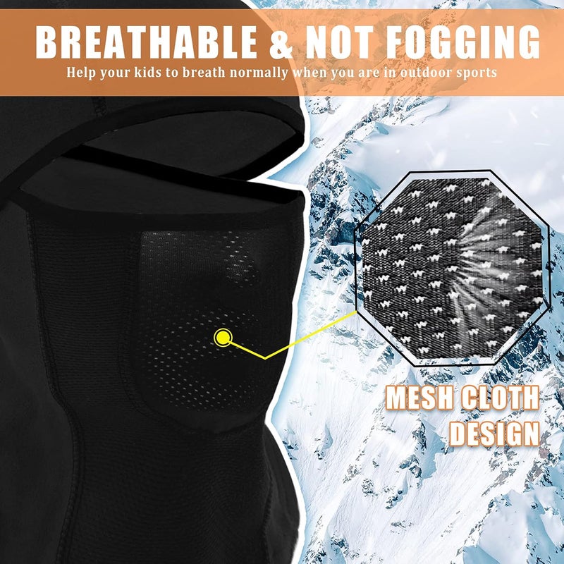 Outrip Breathable Kids Balaclava Ski Mask (2 Pack) - Fleece Winter Face Mask for Cold Weather, Black + Pink - Image 3
