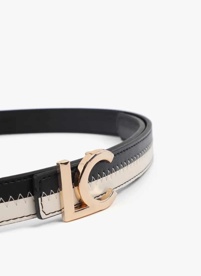Lola Casademunt Pink and Fuchsia Bicolor Belt with LC Logo Buckle