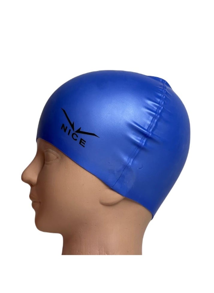 NICE Go Swim Kids Swim Cap by Qshop®️, Durable Silicone Swim Cap for Toddler Boys and Girls, Waterproof Swim Caps, Comfortable Kids Swim Caps with Simple Design for Long and Short Hair, Ponytail  - Image 3