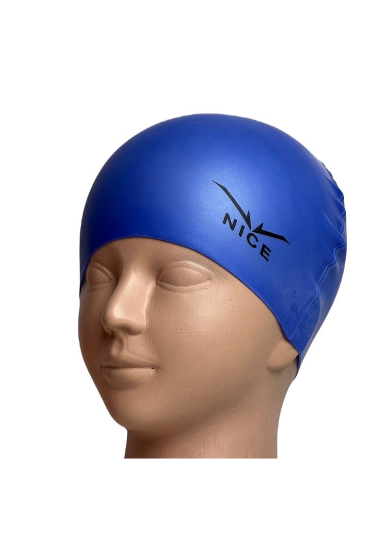 NICE Go Swim Kids Swim Cap by Qshop®️, Durable Silicone Swim Cap for Toddler Boys and Girls, Waterproof Swim Caps, Comfortable Kids Swim Caps with Simple Design for Long and Short Hair, Ponytail  - Image 1