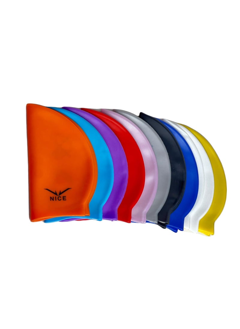 NICE Go Swim Kids Swim Cap by Qshop®️, Durable Silicone Swim Cap for Toddler Boys and Girls, Waterproof Swim Caps, Comfortable Kids Swim Caps with Simple Design for Long and Short Hair, Ponytail  - Image 5