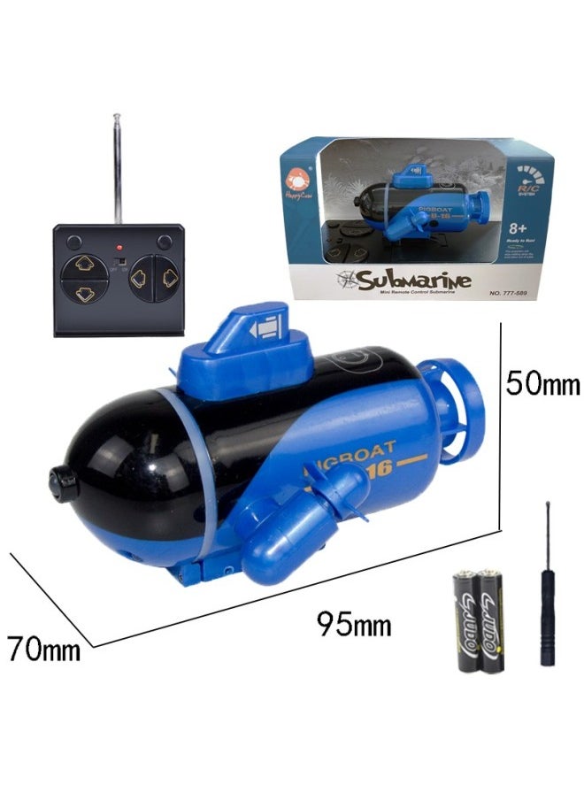 Mini Submarine Remote Control Small Nuclear Submarine Ship Model Fish Tank Diving Electric Kids Boys Toys-Color:Blue Submarine (4 Channels) Comes With Remote Control Battery Screwdriver-Specification:Comes With Charging Head + Free Remote Control Battery + Screwdriver  - Image 1