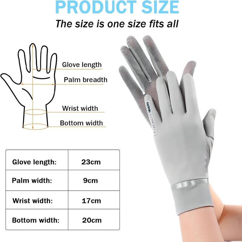 Kaslaider Women's Sun Protection Gloves - Touch Screen UV Resistant Ice Silk Mittens (2 Pairs) - Image 2
