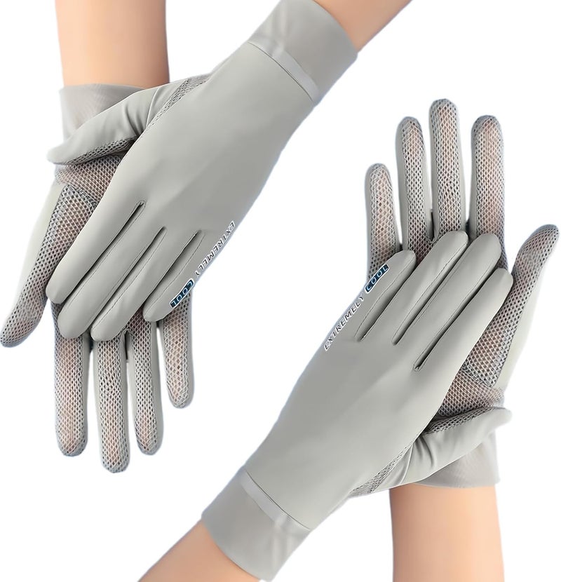 Kaslaider Women's Sun Protection Gloves - Touch Screen UV Resistant Ice Silk Mittens (2 Pairs) - Image 1