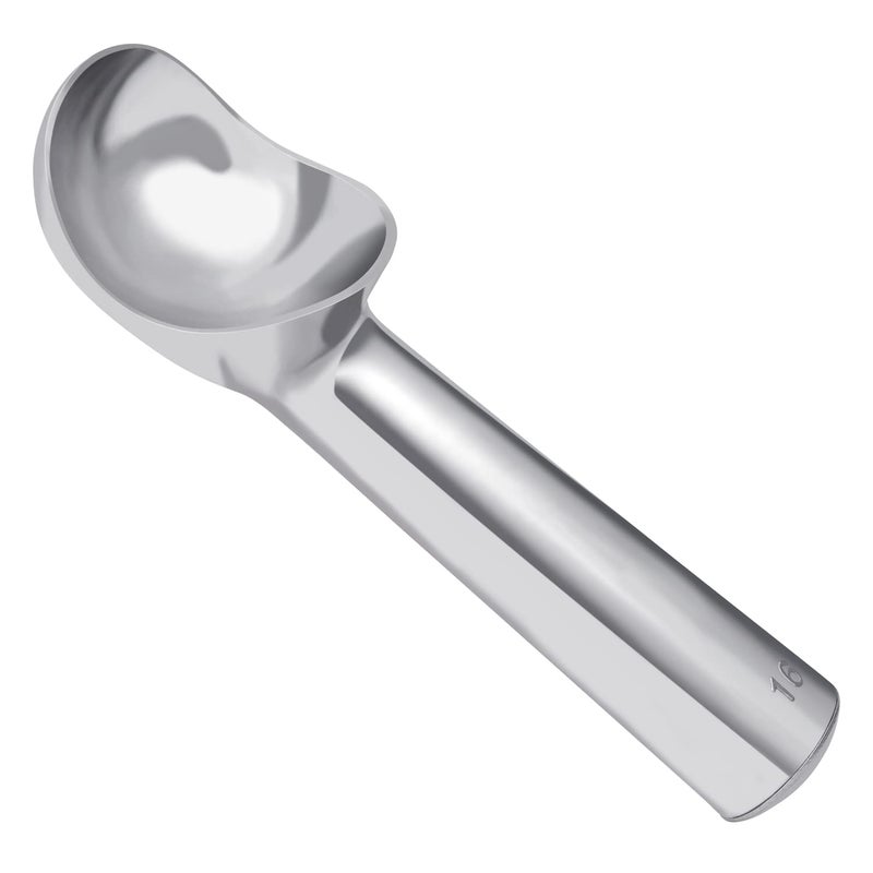 Pimoys 2.5Oz Large Ice Cream Scoop 7 Inches Nonstick Anti-Freeze Metal Ice Cream Scooper Spoon One Piece Aluminum Design, Bright Silver - Image 1