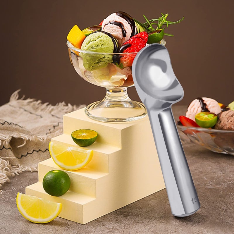 Pimoys 2.5Oz Large Ice Cream Scoop 7 Inches Nonstick Anti-Freeze Metal Ice Cream Scooper Spoon One Piece Aluminum Design, Bright Silver - Image 3