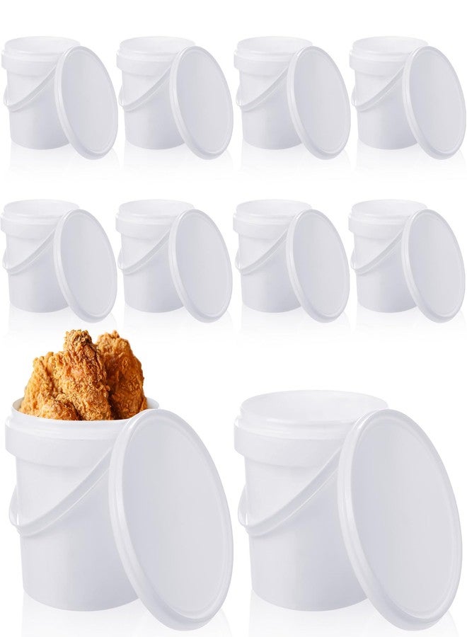 Ysglory 10 Packs Small Plastic Bucket Ice Cream Containers with Handle and Lids 1.5 Quart Deli Food Storage Bucket Container White Round Pail for Kitchen Garage Food Drinks Storage - Image 1