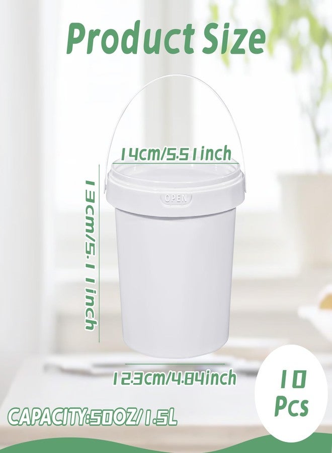 Ysglory 10 Packs Small Plastic Bucket Ice Cream Containers with Handle and Lids 1.5 Quart Deli Food Storage Bucket Container White Round Pail for Kitchen Garage Food Drinks Storage - Image 5