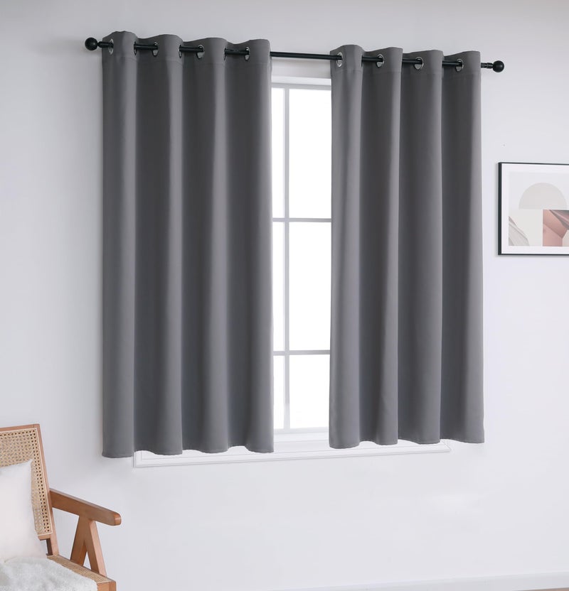 INLINAS Blackout Curtains for Bedroom  Thermal Insulated  Noise Reduction  Energy Saving Set of 2 Panels  Light Grey  42W x 54L Inch - Image 2