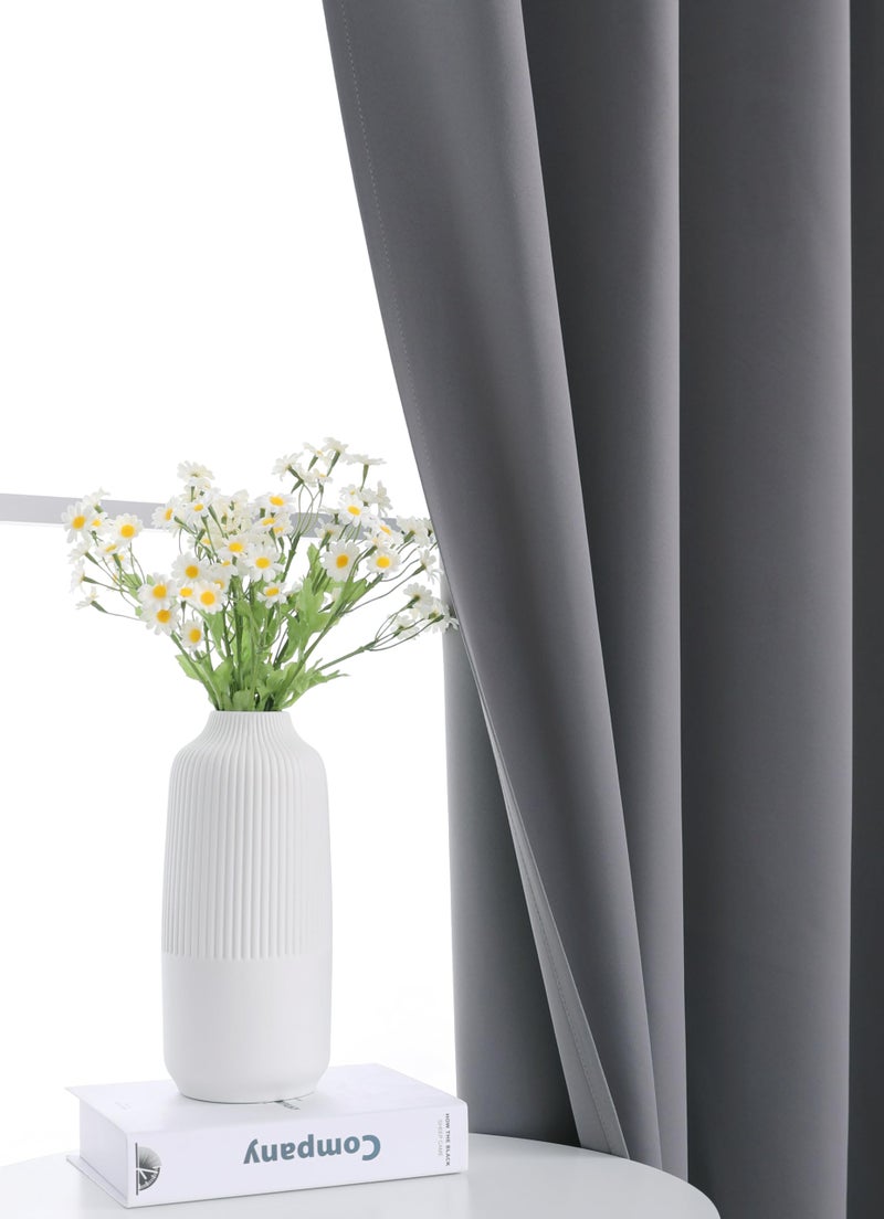 INLINAS Blackout Curtains for Bedroom  Thermal Insulated  Noise Reduction  Energy Saving Set of 2 Panels  Light Grey  42W x 54L Inch - Image 3