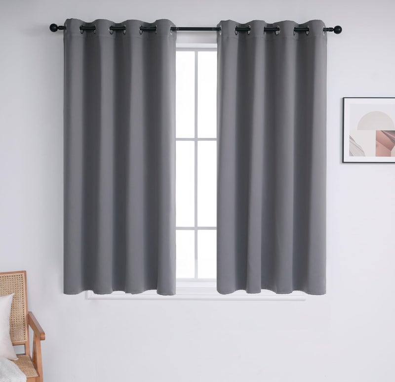 INLINAS Blackout Curtains for Bedroom  Thermal Insulated  Noise Reduction  Energy Saving Set of 2 Panels  Light Grey  42W x 54L Inch - Image 1