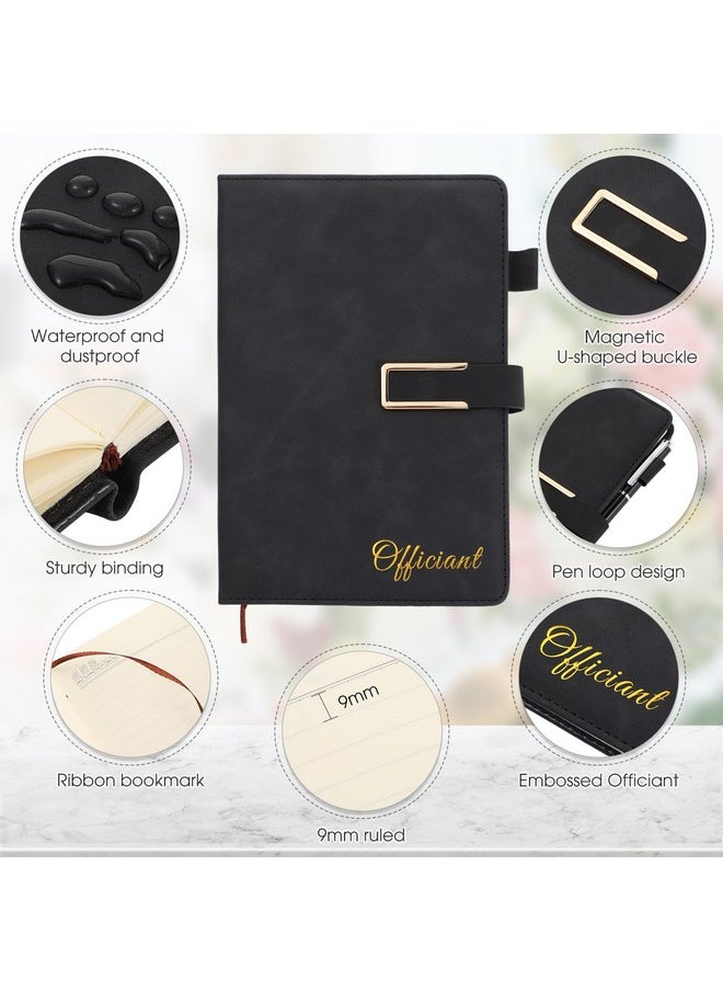 Hoolerry Hoolerry Wedding Officiant Book Wedding Journal Notebook with Black Ink Pen Ceremony Book 200 Pages Leather Hardcover Journal 5.7 x 8.2 Inches Officiant Gift for Pastor Ministers Sermon (Black)  - Image 3