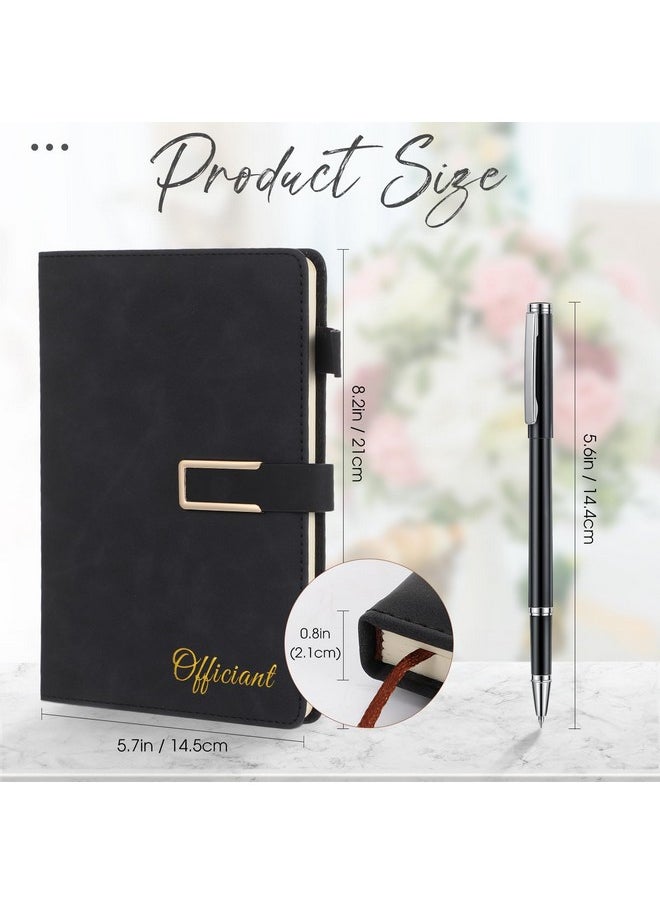 Hoolerry Hoolerry Wedding Officiant Book Wedding Journal Notebook with Black Ink Pen Ceremony Book 200 Pages Leather Hardcover Journal 5.7 x 8.2 Inches Officiant Gift for Pastor Ministers Sermon (Black)  - Image 2