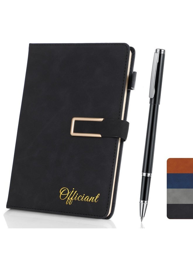 Hoolerry Hoolerry Wedding Officiant Book Wedding Journal Notebook with Black Ink Pen Ceremony Book 200 Pages Leather Hardcover Journal 5.7 x 8.2 Inches Officiant Gift for Pastor Ministers Sermon (Black)  - Image 1