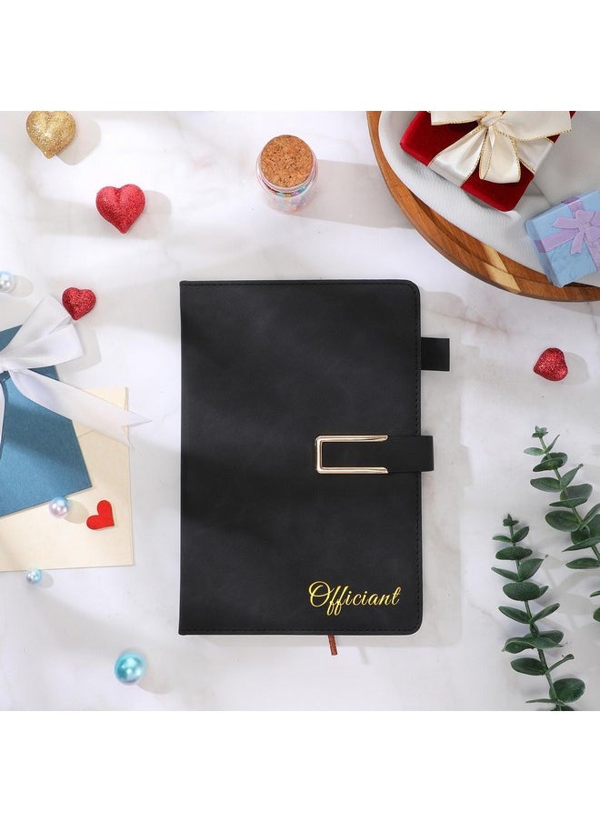 Hoolerry Hoolerry Wedding Officiant Book Wedding Journal Notebook with Black Ink Pen Ceremony Book 200 Pages Leather Hardcover Journal 5.7 x 8.2 Inches Officiant Gift for Pastor Ministers Sermon (Black)  - Image 5