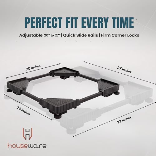 H Houseware Premium Heavy Duty Adjustable 24 Wheel Stand Trolley | Suitable for All Front & Top Load Washing Machine(5Kg to16Kg), Refrigerator, Dishwasher | Durable Base Stand with 250 KG Capacity - Image 2
