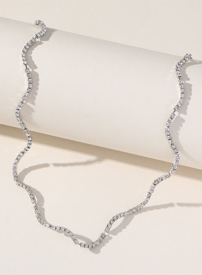 DUNISO 2Peice Necklace and Earrings Set Full Diamond Necklace Crystal Earrings Wedding Bridal Bridesmaid Costume Jewelry Set for Women and Girls Dress Accessories - Image 5