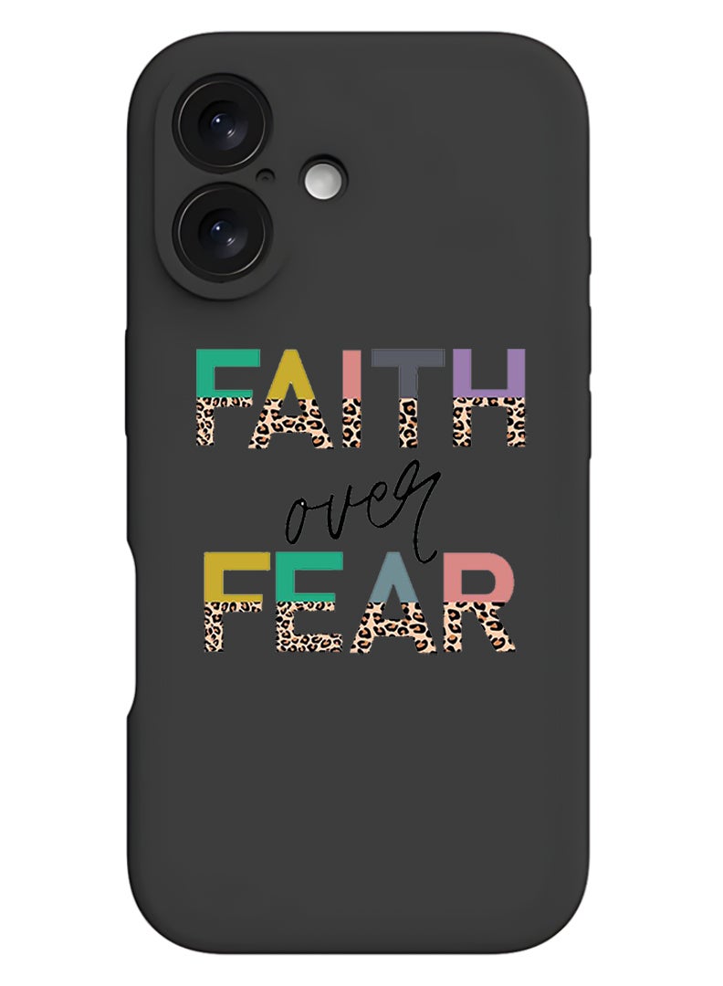 Theodor Protective Slim Fit Case Liquid Silicone Cover with Full Body Protection Anti-Scratch Shockproof Case For Apple iPhone 17 (Black) Faith over fear - Image 1