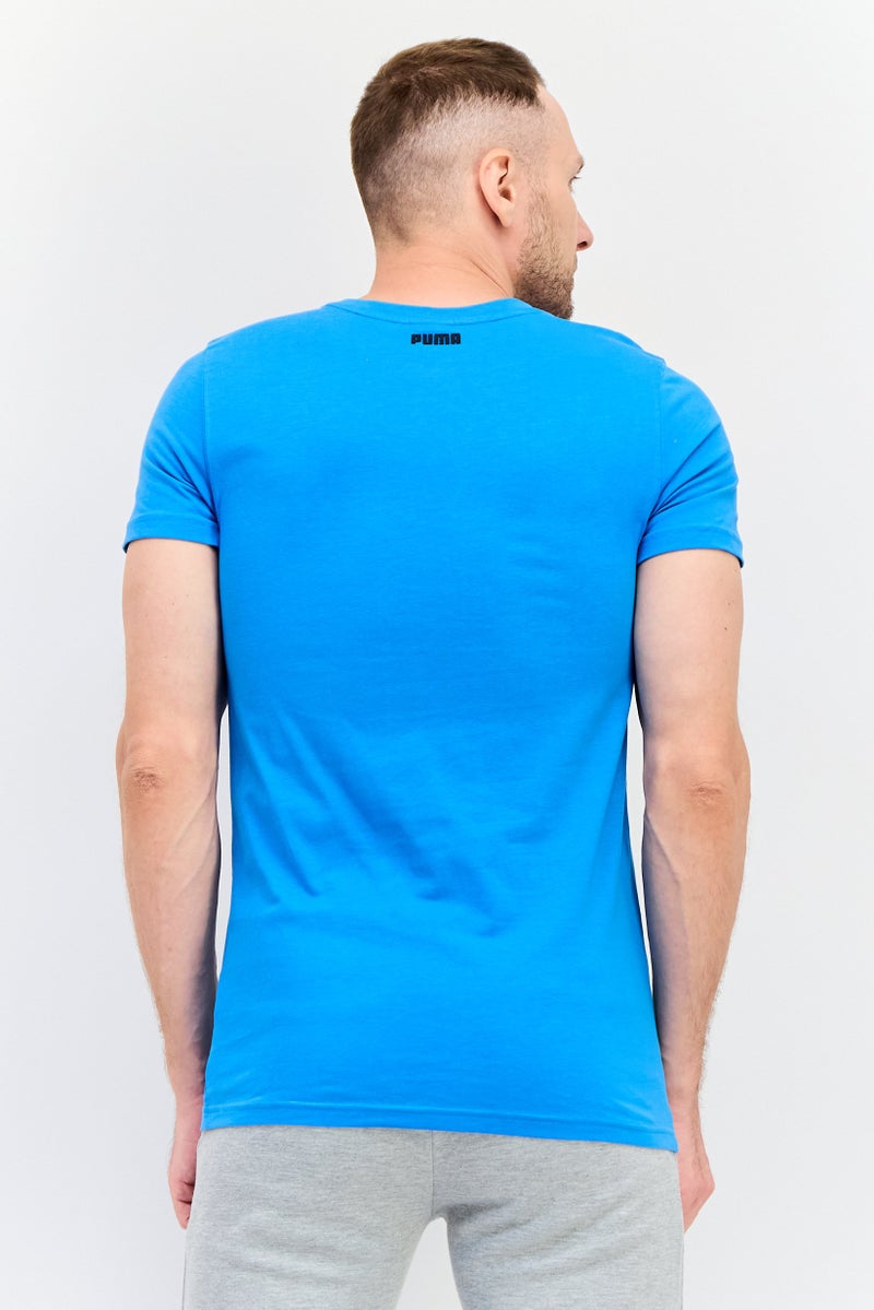 PUMA تي شيرت رجالي بقصة ضيقة بأكمام قصيرة، أزرق - Image 3