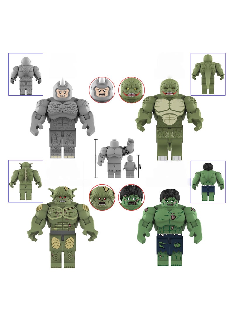عام مكعبات العملاق الأخضر AF352-355 (4 قطع) - مكعبات ألغاز طرف ثالث مستوحاة من فيلم، شخصيات عملاقة متوافقة للأطفال والكبار - Image 1