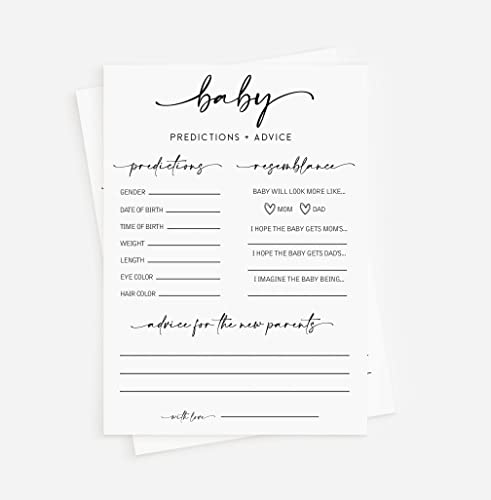 All-Ewired-Up 50 Large Baby Predictions and Advice - Minimalist - Baby Shower Game, New Mom & Dad Card or Mommy & Daddy to Be, Girl or Boy Babies New Parent Message Advice Book, Fun Gender Neutral Party (50-Cards) - Image 1