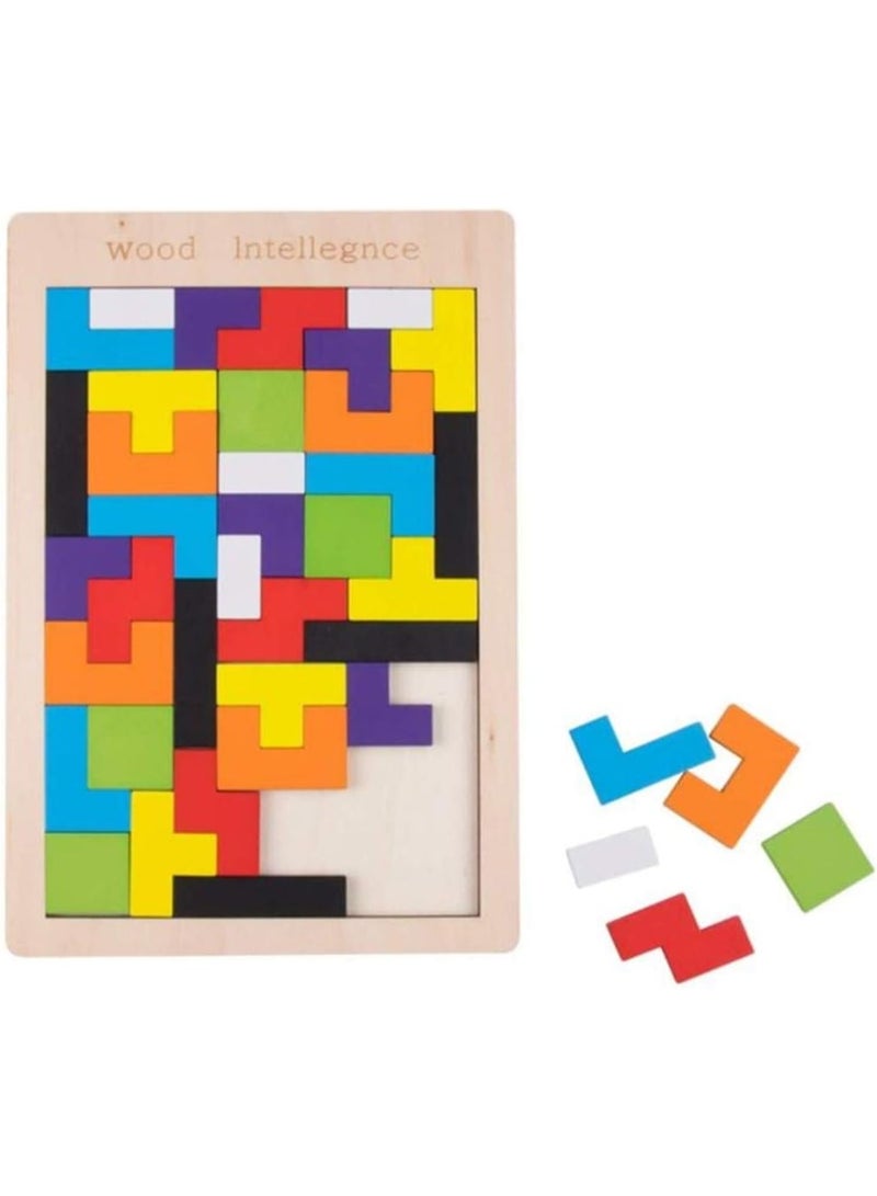 Wooden Blocks Puzzle Brain Teasers Toy Tangram Jigsaw Intelligence Russian Blocks Game - Image 1