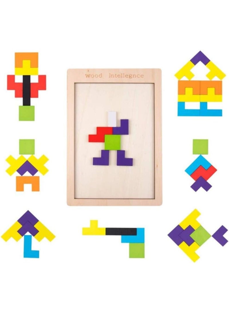Wooden Blocks Puzzle Brain Teasers Toy Tangram Jigsaw Intelligence Russian Blocks Game - Image 2