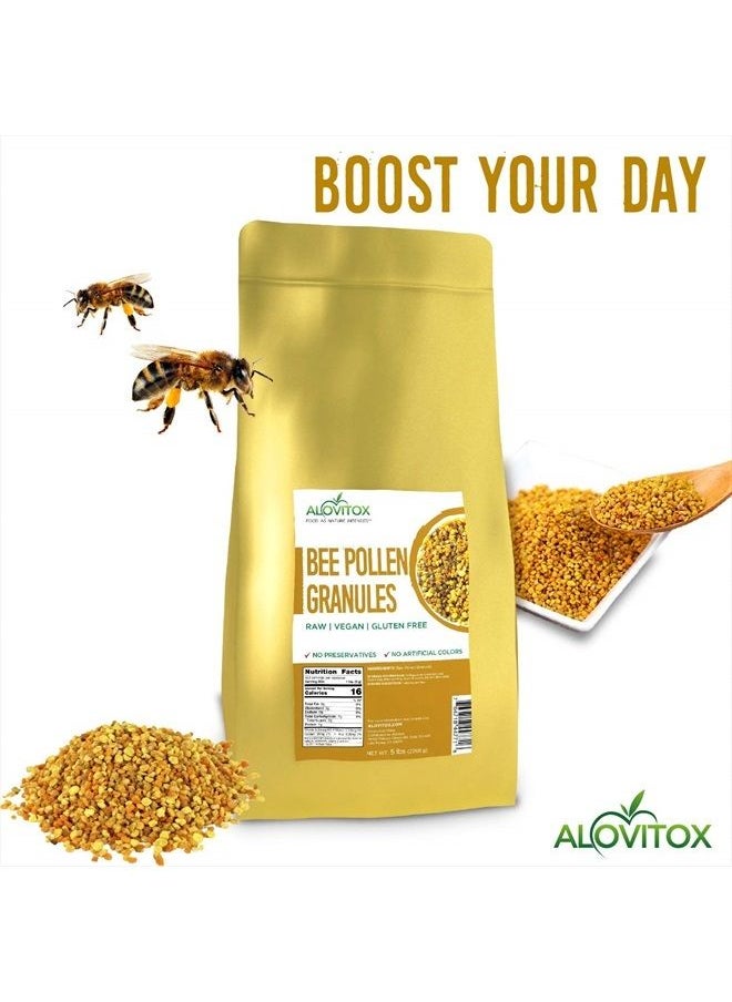 ALOVITOX - Bee Pollen Granules | 100% Pure, Natural Raw Bee Pollen | Superfood Packed with Antioxidant, Protein, Vitamin & More | Bee Friendly Nutritional Yeast, Gluten Free | 5 lbs Bag - Image 1