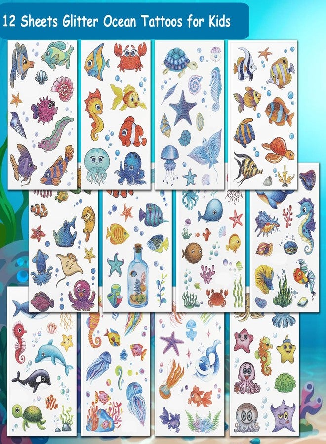 CHARLENT 120 Glitter Styles Under the Sea Creature Temporary Tattoos for Kids Party Supplies - Sea Creature Tattoos for Boys Girls Ocean Birthday Party Favors Goodie Bag Fillers - Image 2