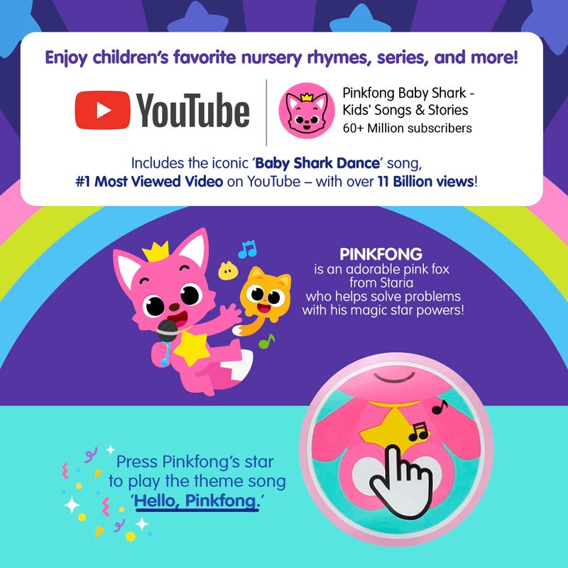 Pinkfong لعبة قماشية مغنية من بينكفونغ، 11"، ألعاب حيوانات محشوة، ألعاب موسيقية تفاعلية للأطفال، هدايا للأولاد والبنات - Image 5