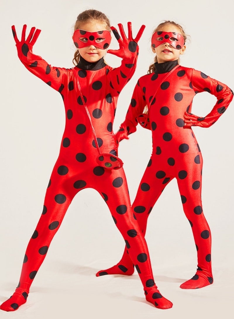3PCS Miraculous Costume Ladybug Cosplay Costume Kids Costume with Eye Mask ,Bag - Image 5