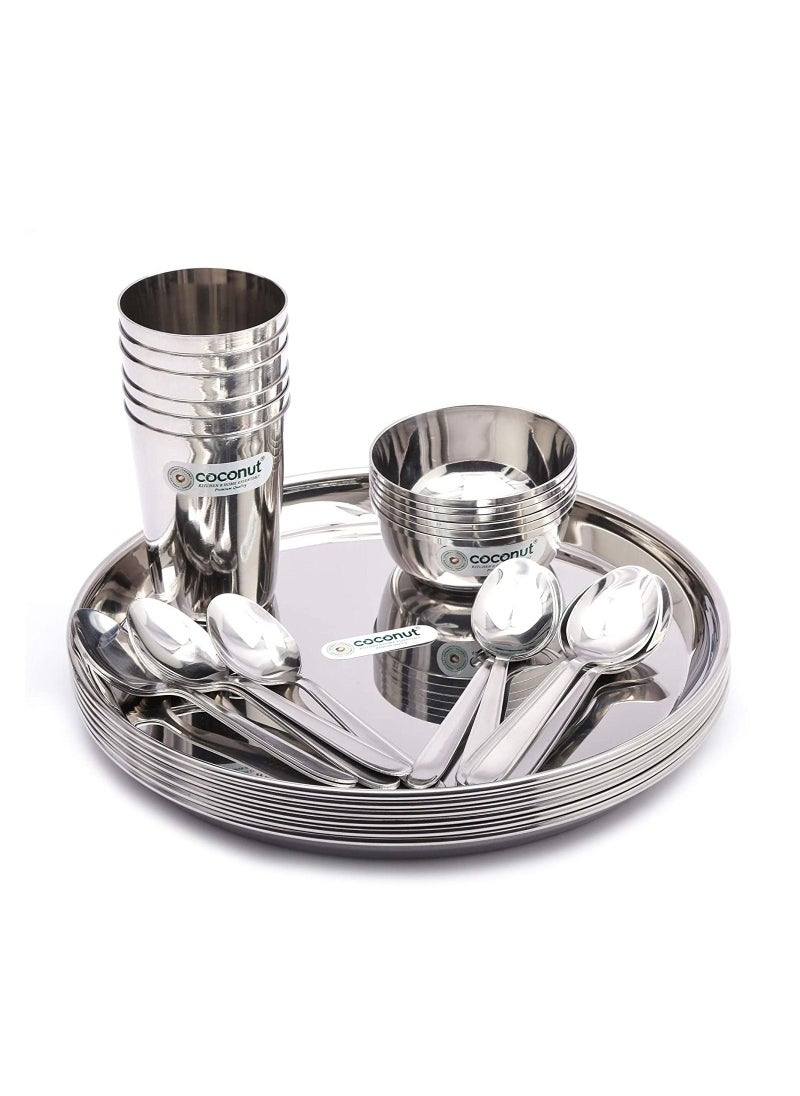 Coconut Stainless Steel Heavy Guage Mirror Finish Happy Dinner Set Serveware 30Pcs  - Image 4
