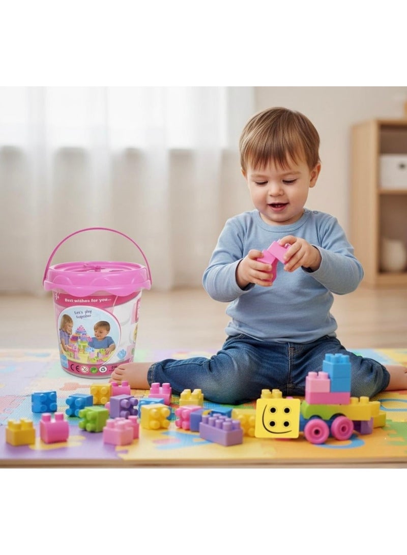 توي لاند مجموعة مكعبات بناء للأطفال في دلو تخزين – لعبة بناء تعليمية - Image 2