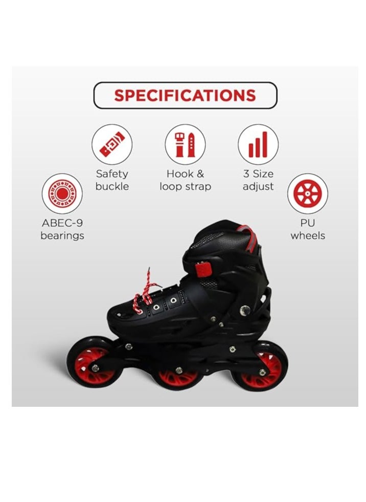 EL1033 Inline Adjustable Skates Medium Size 34 EUR (UK 1.5) - 38 EUR (UK 5) for 6 to 12 Years | Aluminium Chassis and 100 mm PU Three Wheels | With ABEC 9 Bearings | Indoor and Outdoor - pzsku/Z05225B4AA1DB3C5B6747Z/45/_/1709618429/93199672-c788-402d-b02c-d9d13bf28ce1