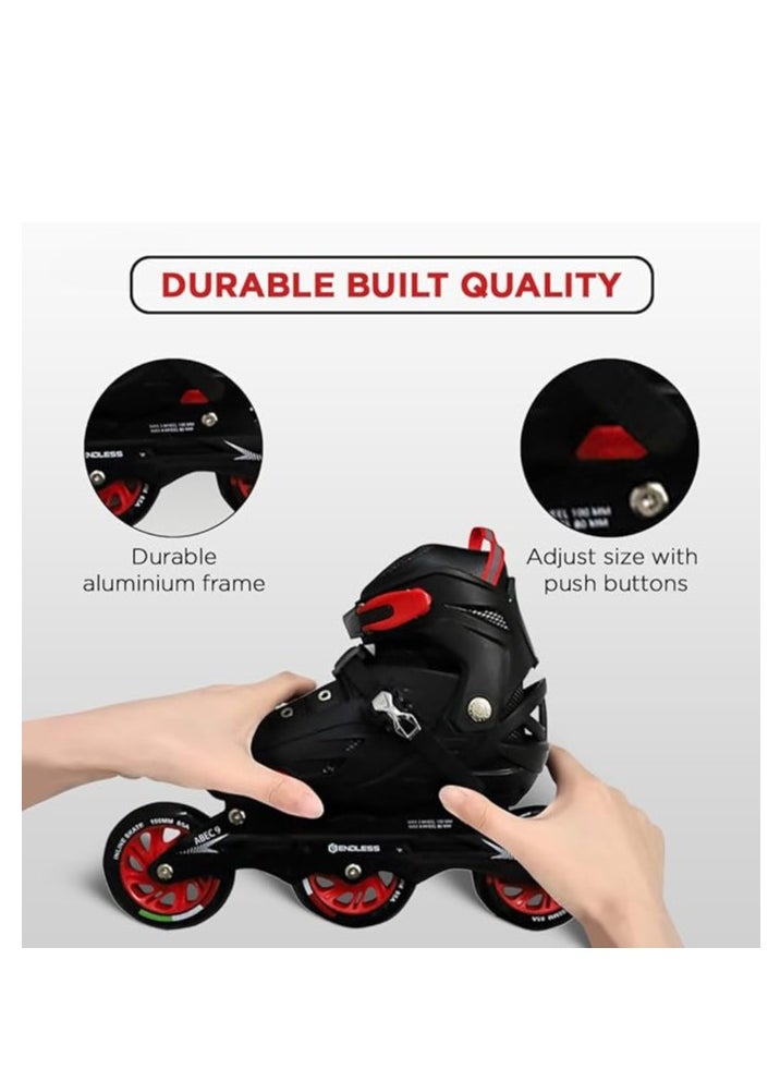 ENDLESS  EL1033 Inline Adjustable Skates Medium Size 34 EUR (UK 1.5) - 38 EUR (UK 5) for 6 to 12 Years | Aluminium Chassis and 100 mm PU Three Wheels | With ABEC 9 Bearings | Indoor and Outdoor  - Image 4