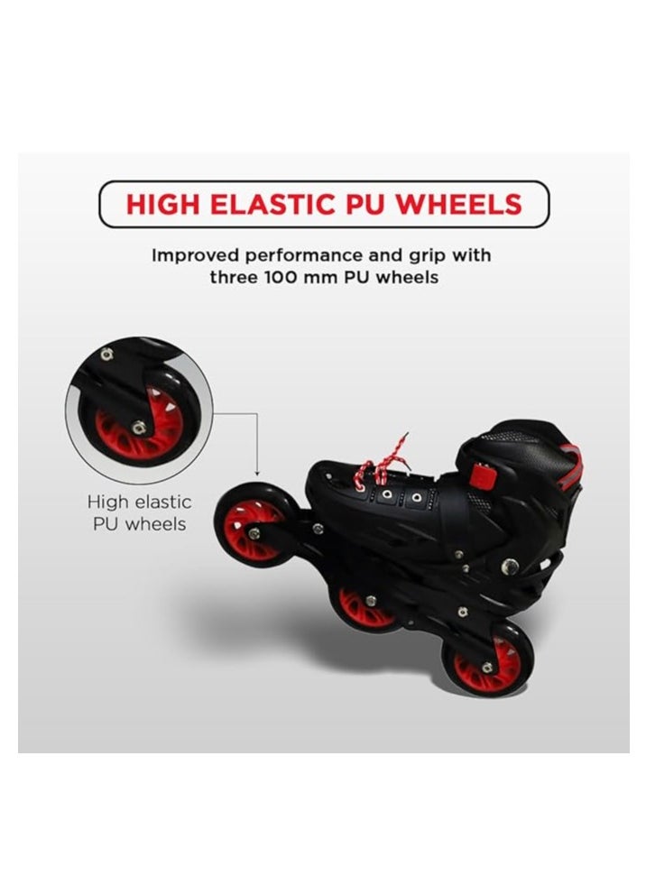 EL1033 Inline Adjustable Skates Medium Size 34 EUR (UK 1.5) - 38 EUR (UK 5) for 6 to 12 Years | Aluminium Chassis and 100 mm PU Three Wheels | With ABEC 9 Bearings | Indoor and Outdoor - pzsku/Z05225B4AA1DB3C5B6747Z/45/_/1709618439/a92964f7-e88b-4e90-a02e-47a8e73ac6f8