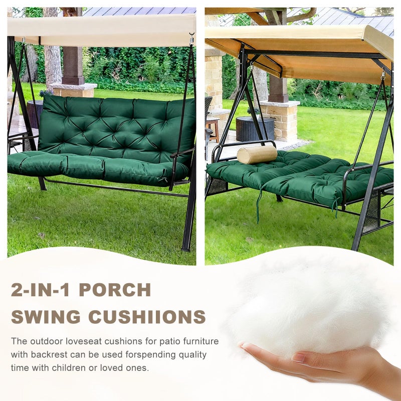NANGELRN Porch Swing Cushion with Backrest,Waterproof Bench Cushion for Outdoor Furniture,2-3 Seater Replacement Thickened Swing Cushion with Ties,Patio,Outdoor,Backyard and Garden (Dark Green,40x40) - Image 4