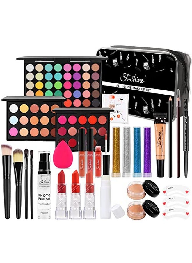 fenshine All In One Makeup Kit For Women, Full Makeup Gift Set For Beginners, Makeup Essential Starter Bundle Include Eyeshadow Palette Lipstick Eyebrow Pencil Brush Set (Type C)  - Image 1