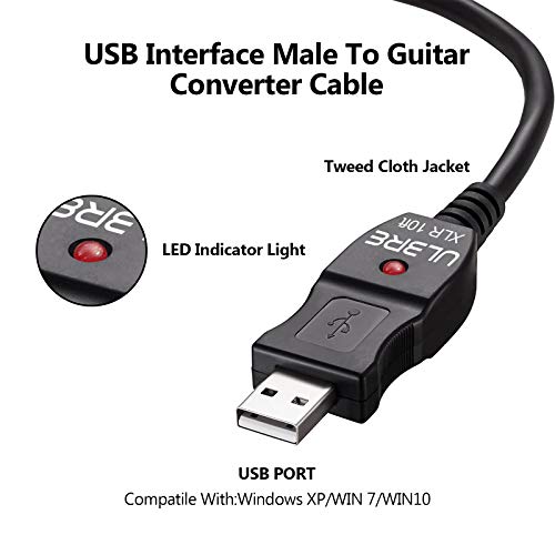 ULBRE USB Microphone Cable 10Ft, XLR to USB Cable Mic Link Converter Cable Studio Audio Cable Connector Cords Adapter for Microphones or Recording Instrument Karaoke - Image 5