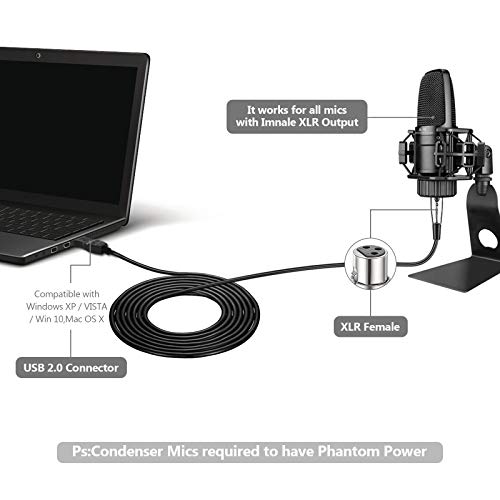 ULBRE USB Microphone Cable 10Ft, XLR to USB Cable Mic Link Converter Cable Studio Audio Cable Connector Cords Adapter for Microphones or Recording Instrument Karaoke - Image 4